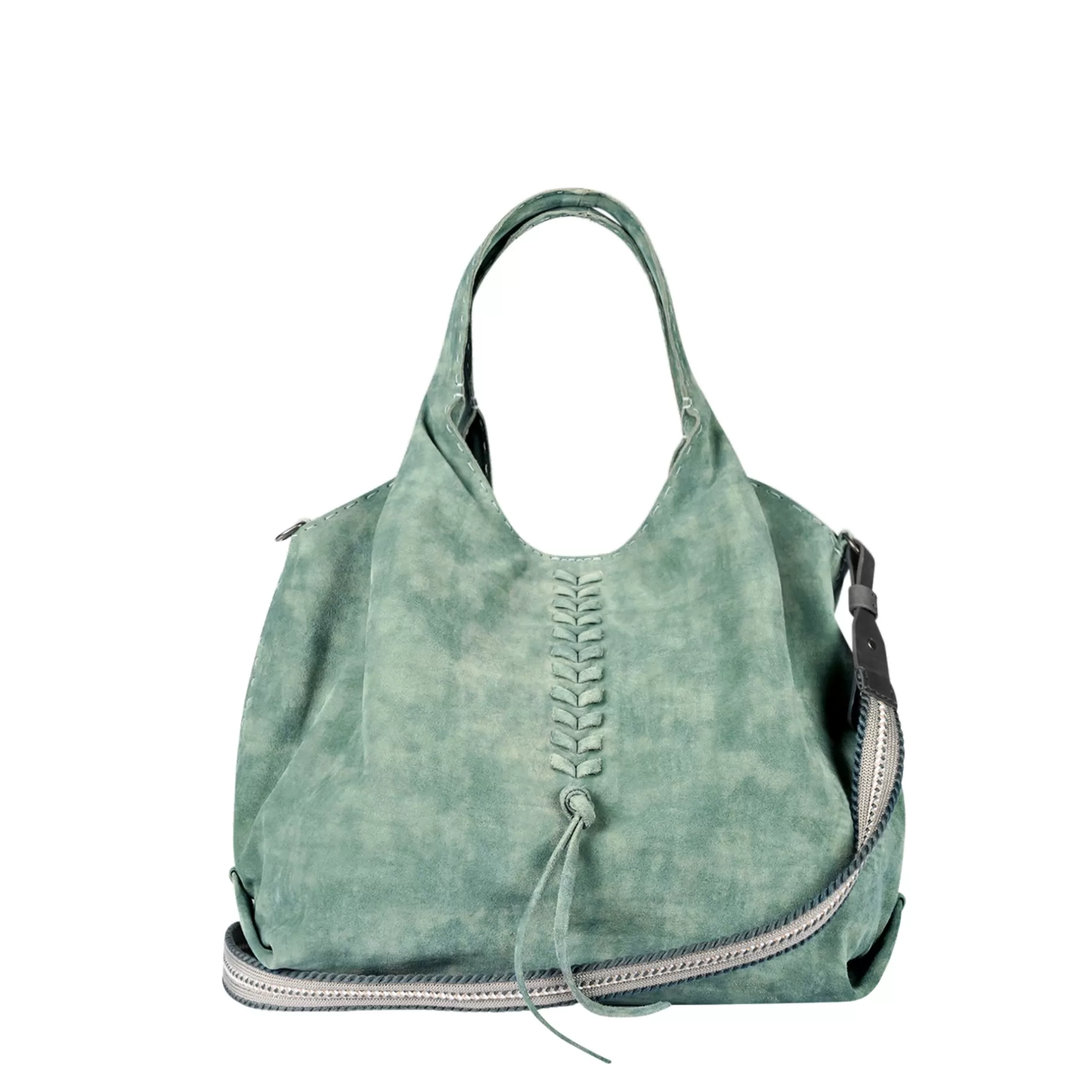 Shop Canotta Ricamo L Camoscio Agave Green Bags