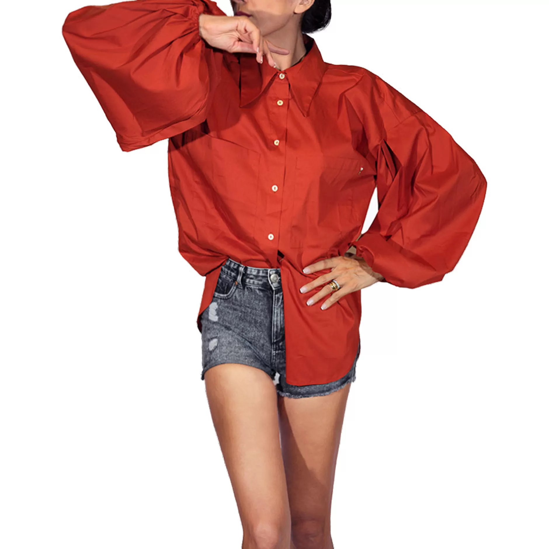 Best Sale Cotton Shirt Orange Women Coats And Clothes