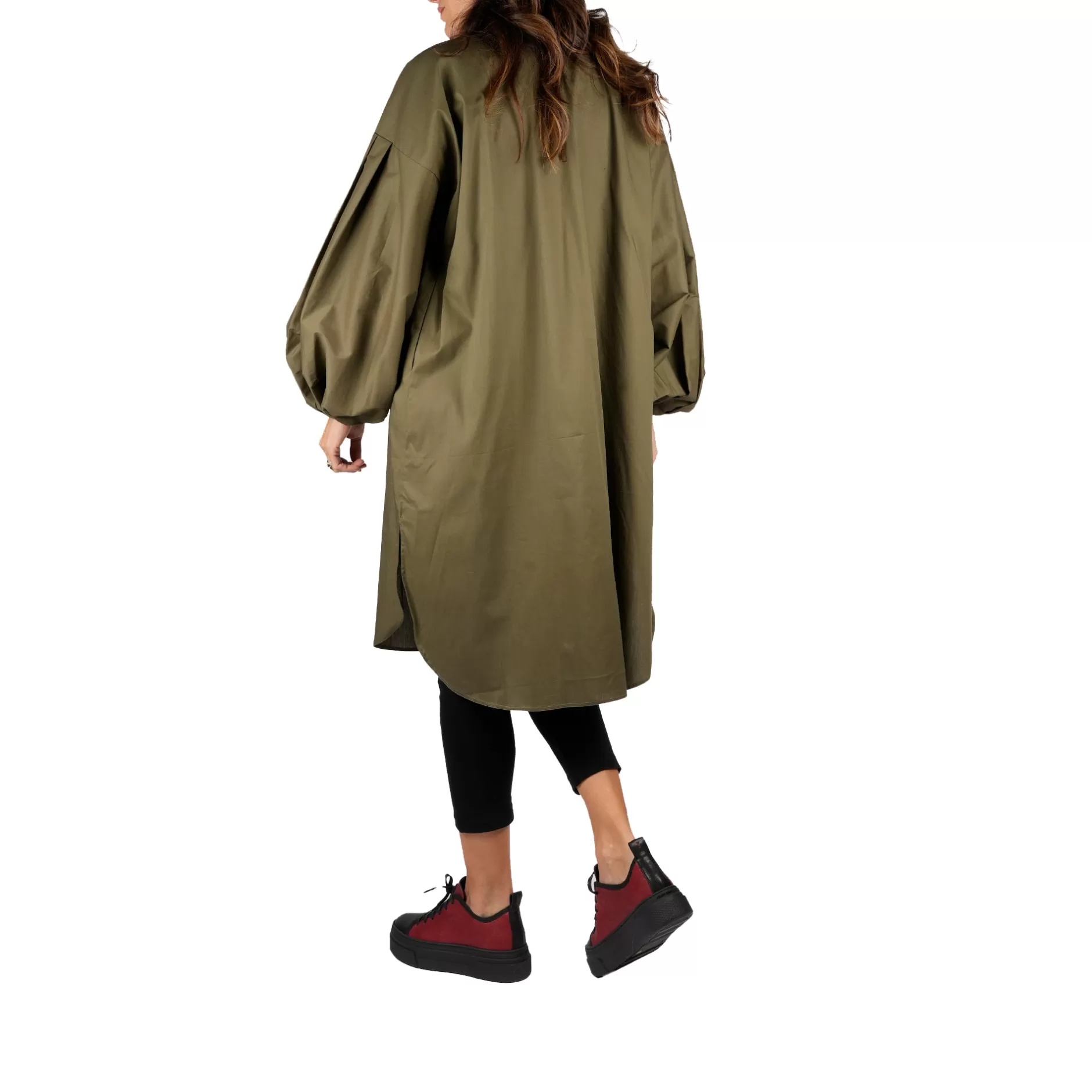 Online Cottone Dress Olive Green Women Coats And Clothes