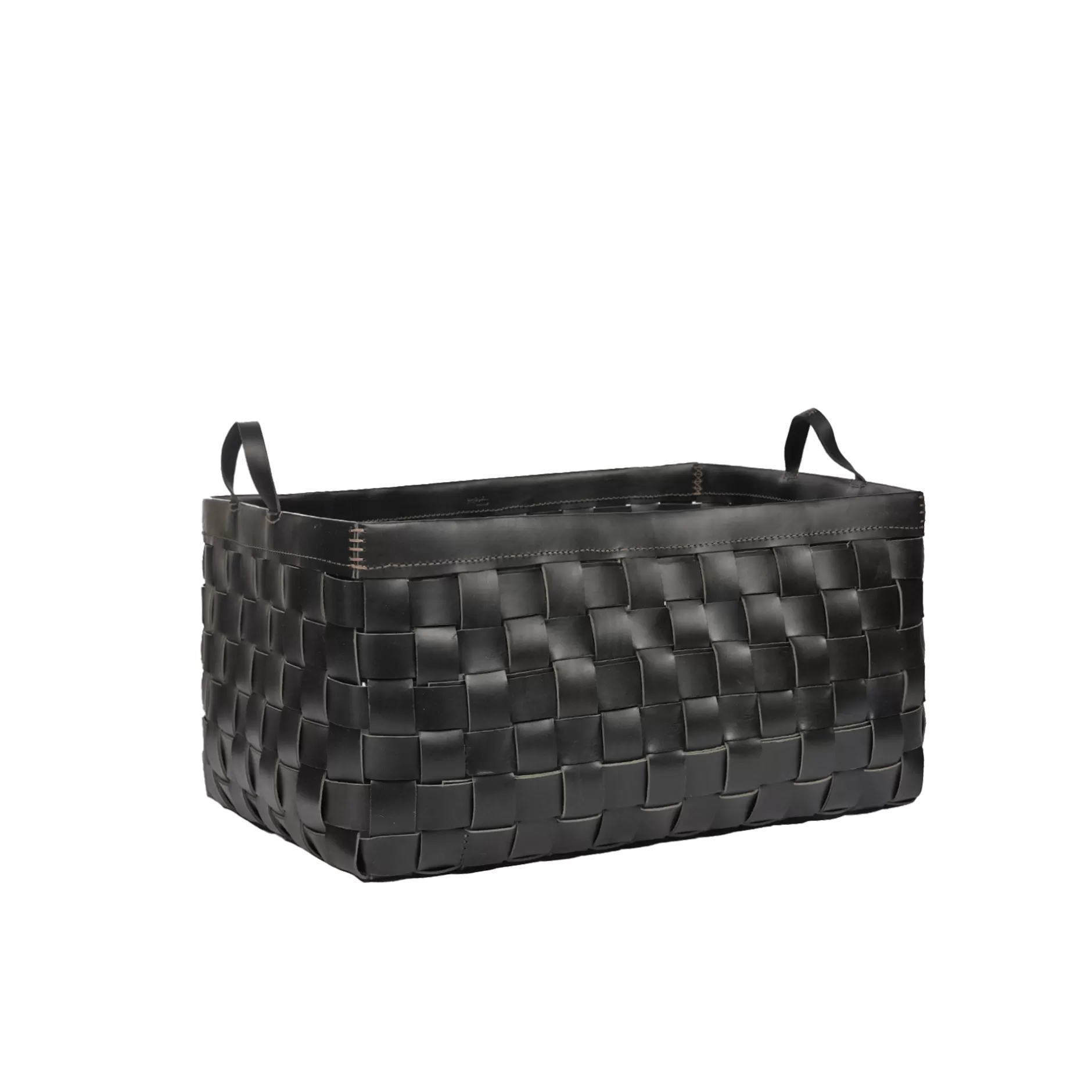 New Large Basket Leather Black Decor