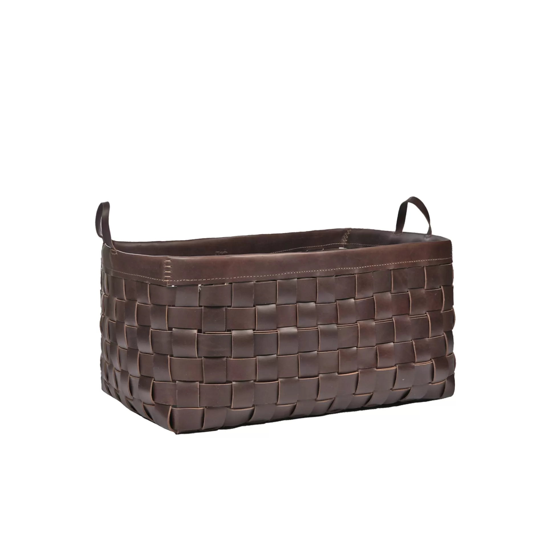 Online Large Basket Leather Dark Brown Decor