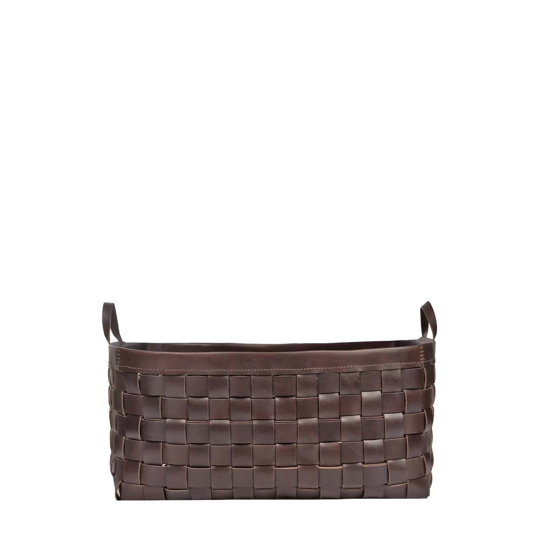 Online Large Basket Leather Dark Brown Decor