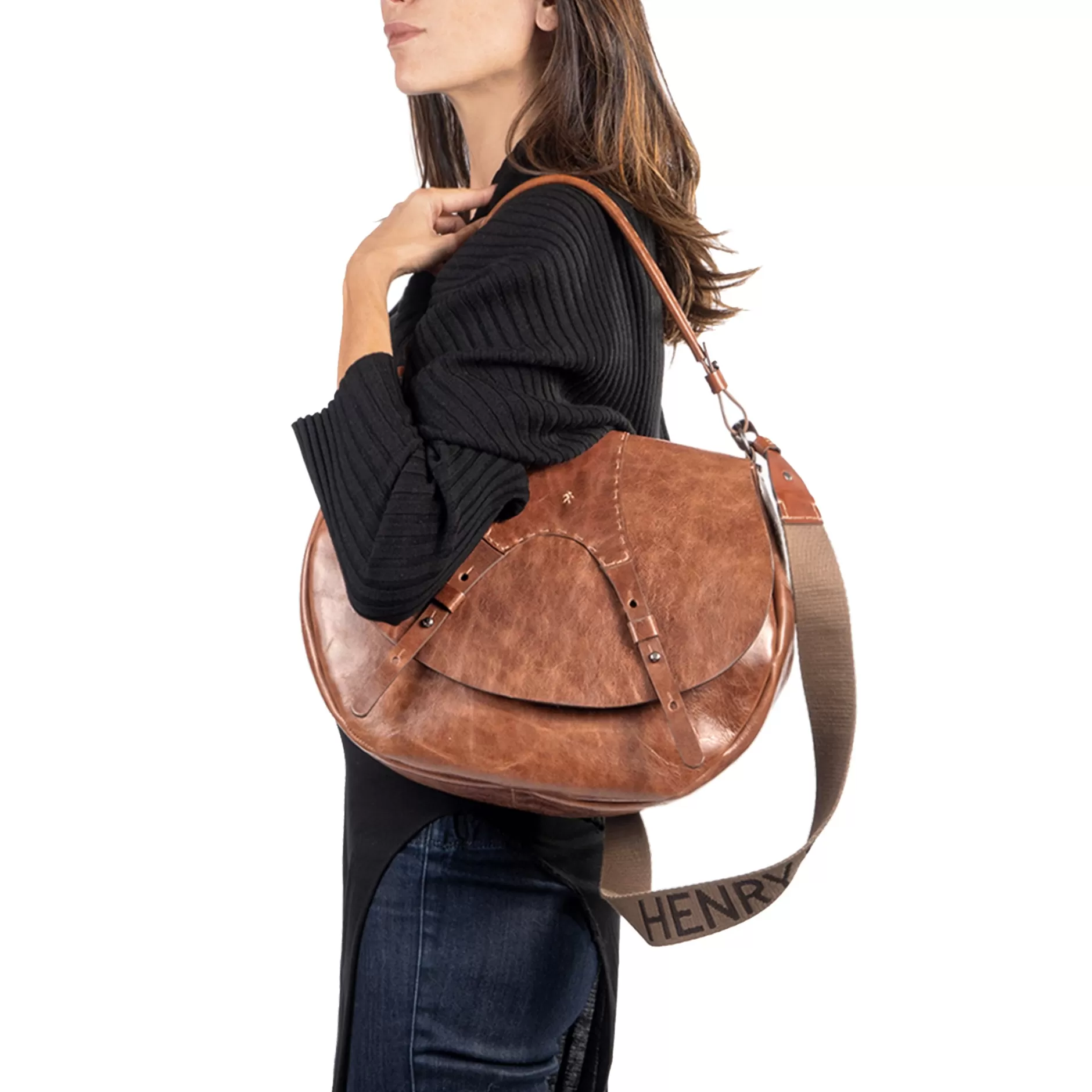 New New Sella Horse L Hb Vetrato Brandy Bags