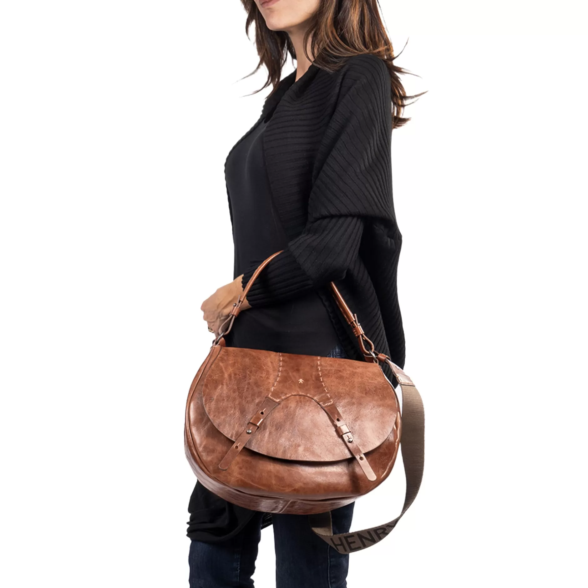 New New Sella Horse L Hb Vetrato Brandy Bags