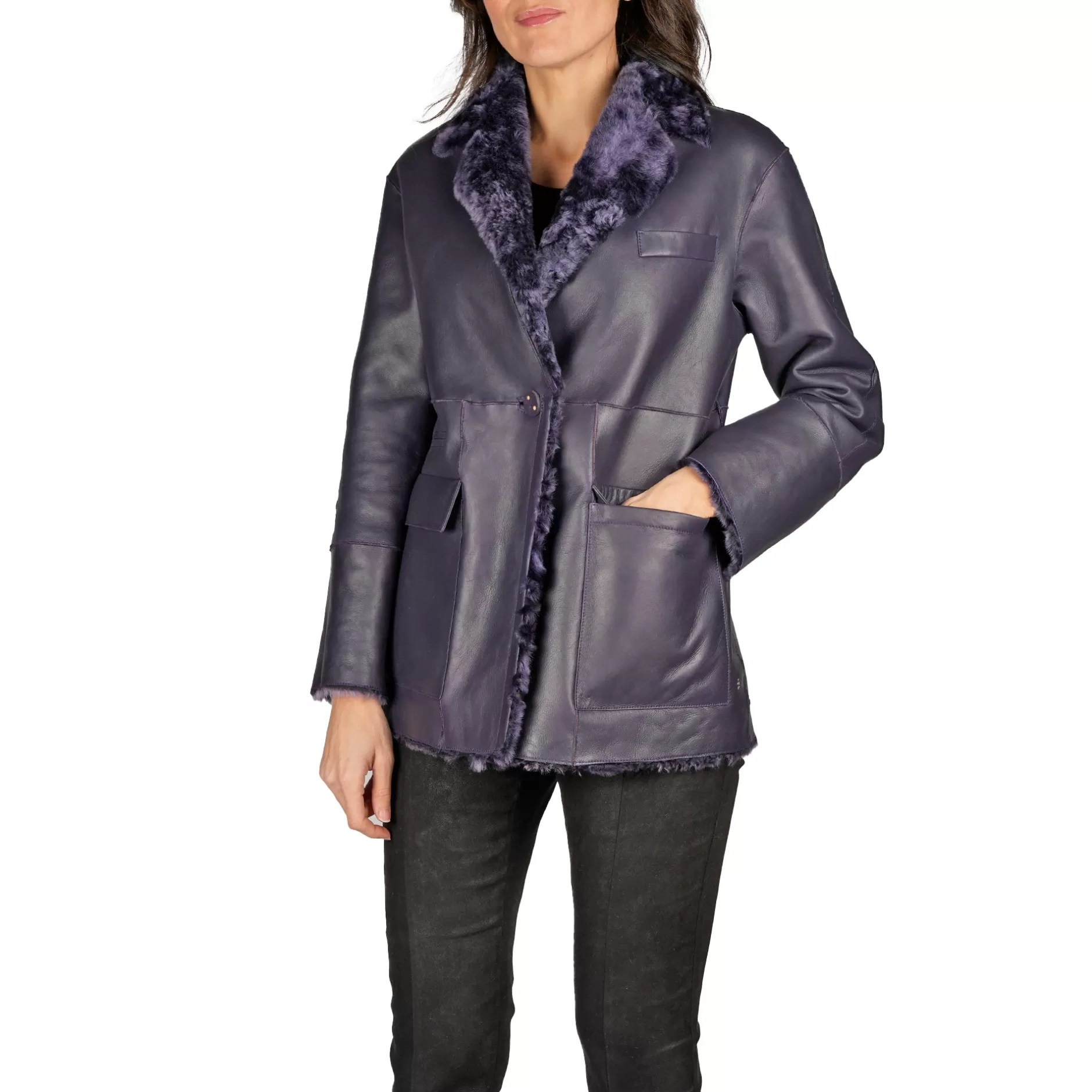 Clearance Reversible Blazer Coat Pacaja Purple Women Coats And Clothes