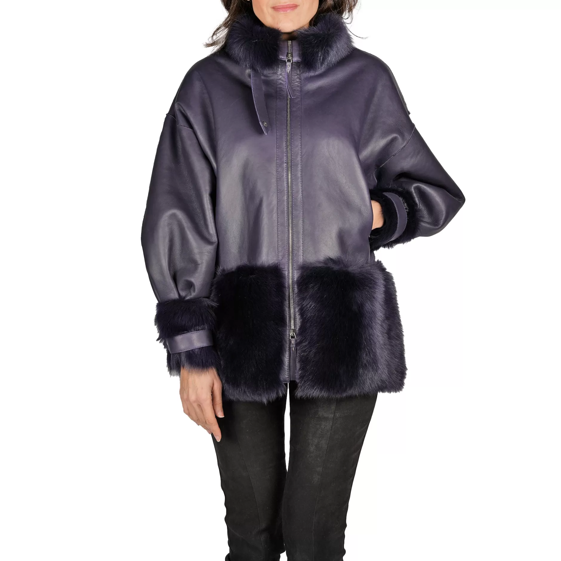 Best Sale Reversible Shearling Jacket Pacaja Purple Women Coats And Clothes