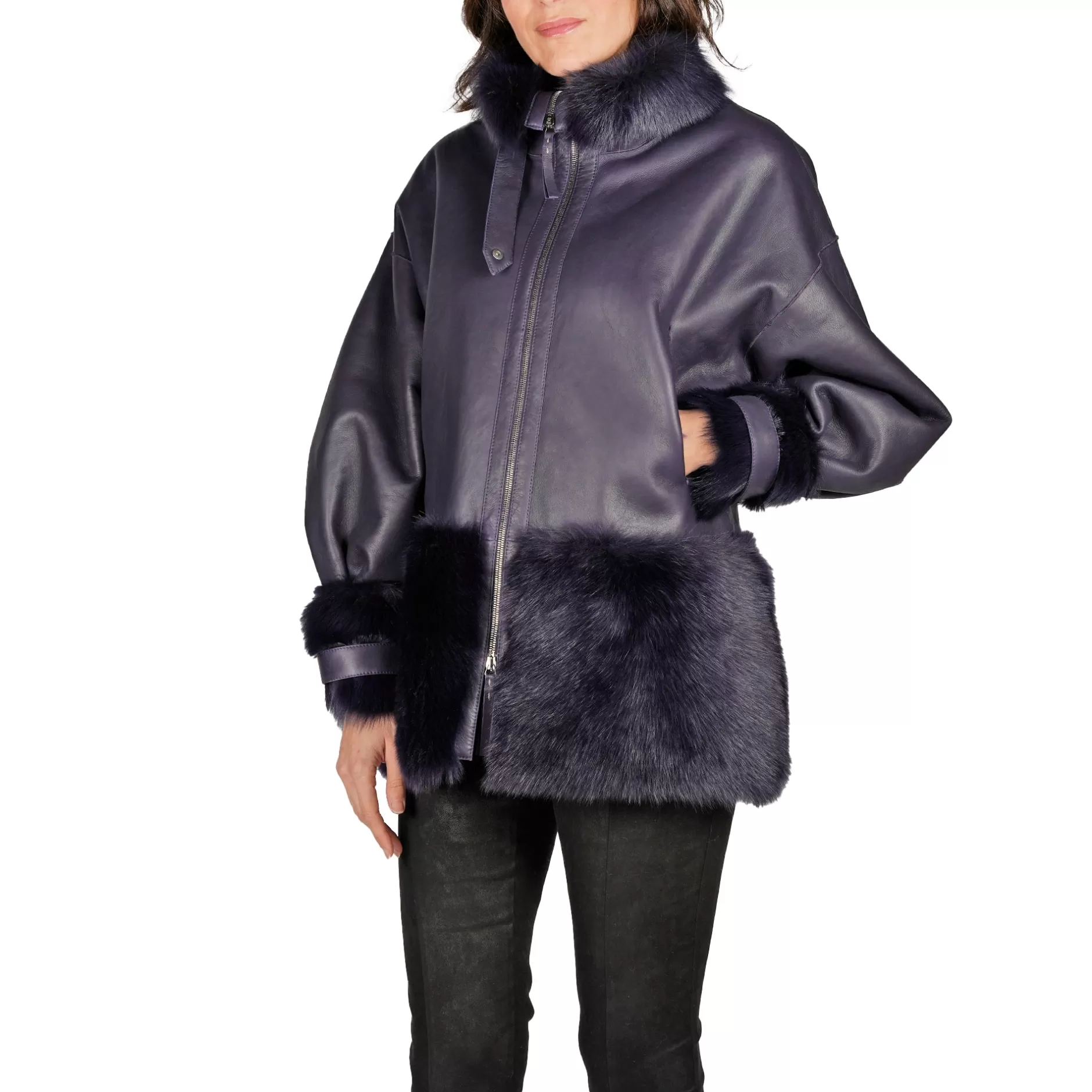 Best Sale Reversible Shearling Jacket Pacaja Purple Women Coats And Clothes