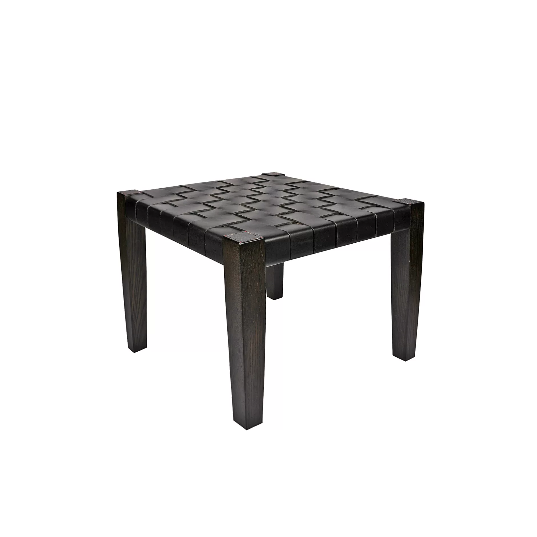 Sale Square Short Stool Leather Black Furniture