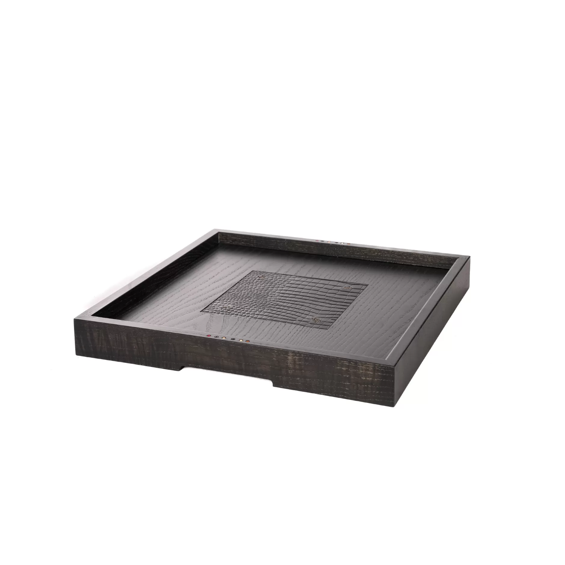 Best Square Wood Tray Printed Crocodile Black Decor