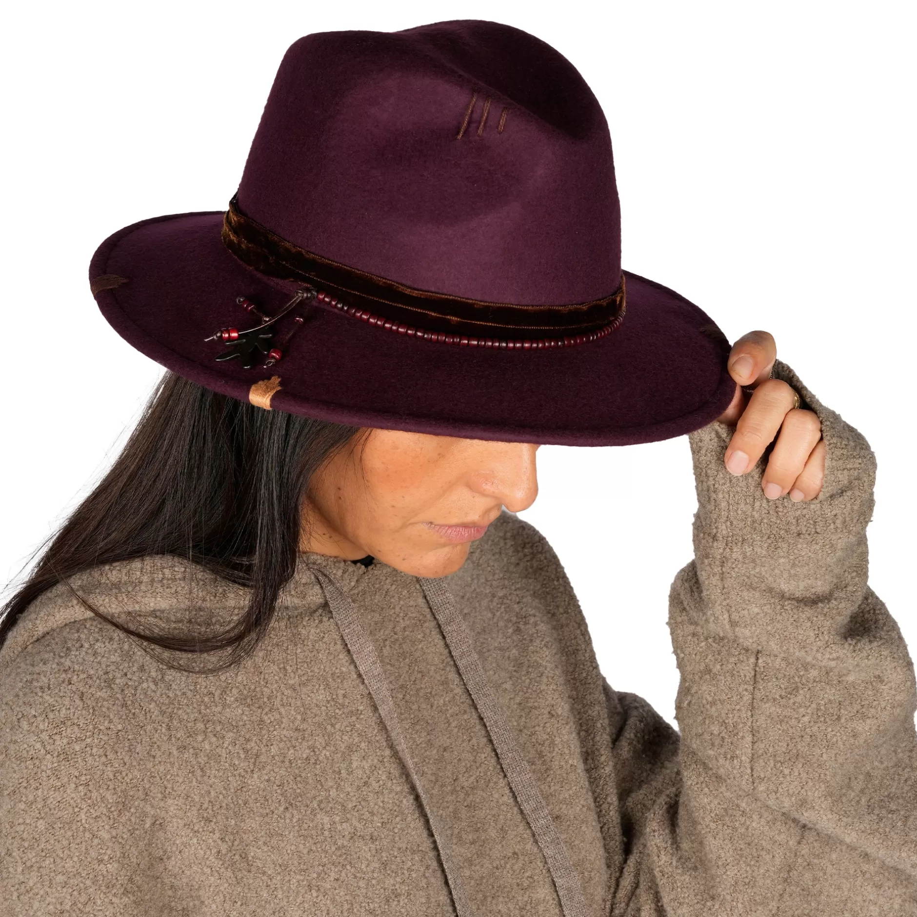 Flash Sale Velvet Hat Wool Burgundy Hats