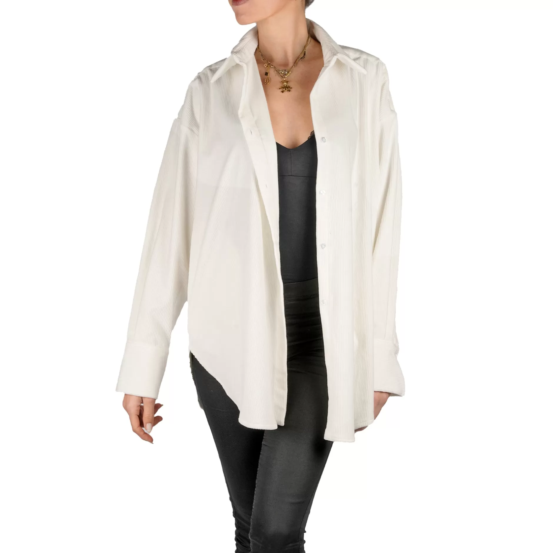 Discount White Shirt In Velvet Effect Women Coats And Clothes