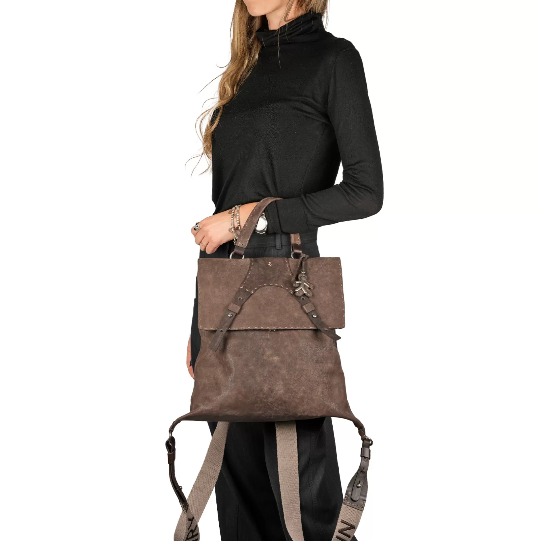 Store Zavorra Backpack Horse M Hb Grattato Dark Brown Bags